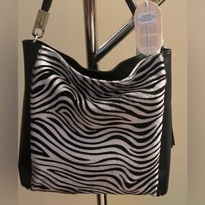 White and Black (Zebra Hair) Leather Bag